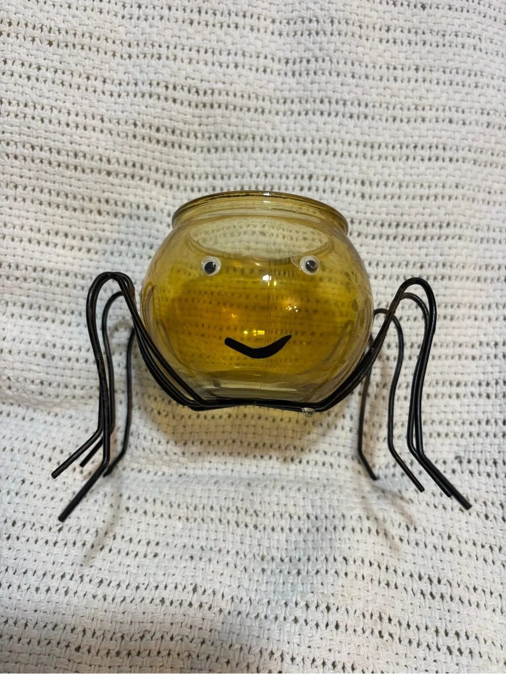 Amber Glass Spider Tea Light Holder - Brand